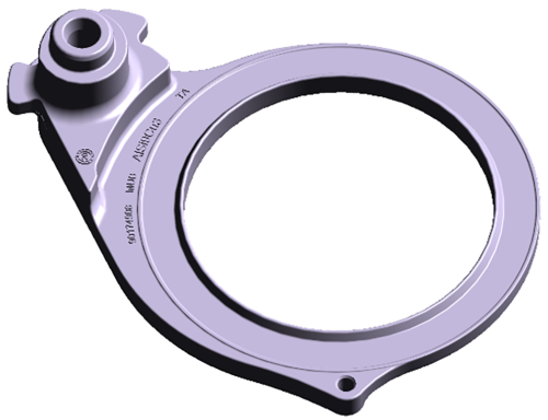 Fig. 1: Geometry of the timing belt tensioner made of an Al-Si alloy. The challenge: producing a flawless, highly ductile casting before subsequent forming processes 